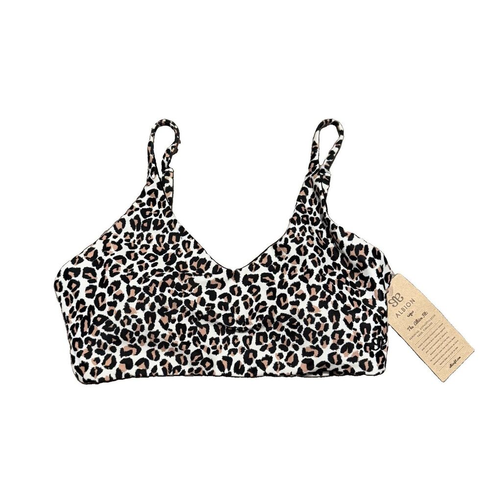 Albion S Rise Bralette Bikini Swim Top Adjustable Strap Cheetah padded preppy
